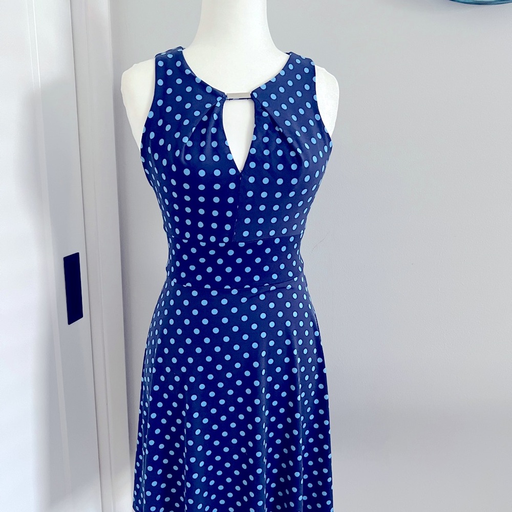 Liz Claiborne dress, size 4, blue polka dots